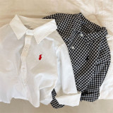 Boys Long Sleeve Cotton Casual Solid Color Shirt