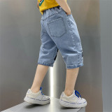 Toddler Boys Cartoon Pattern Blue Jeans Shorts