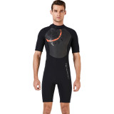 Men Printed Color Matching Short Sleeve Thickening Diving Suit Swimsuit