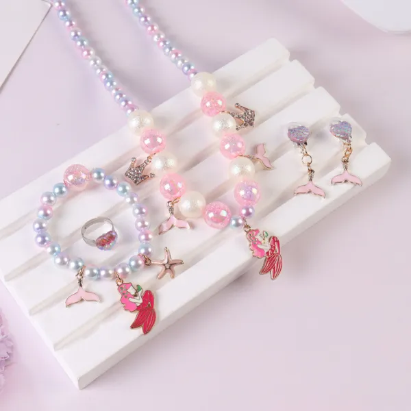 Mermaid Jewelry Box Set Necklace Earring For Girls Gift