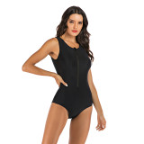 Women Pure Color Sleeveless Surfing Suit Sexy One-piece Swimsuit