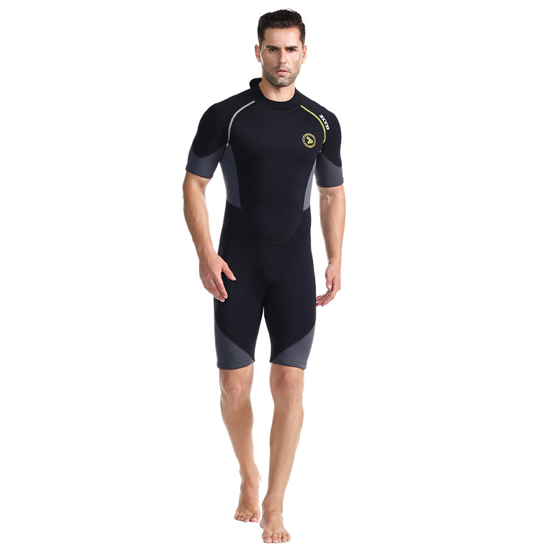 Men Color Matching Short Sleeve Thickening Diving Suit Swimsuit