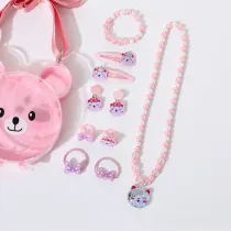 Cat Jewelry Box Set Necklace Earring For Girls Gift