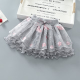 Toddler Girls Bow Tie Lace Floral Mesh Skirt