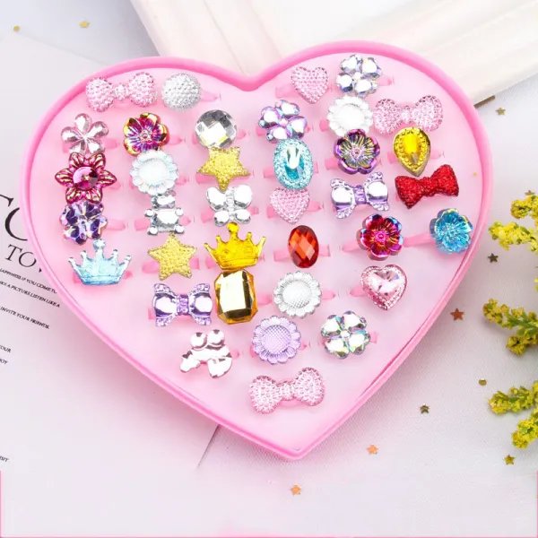 Gem Ring Set Jewelry Box Set Necklace Earring For Girls Gift