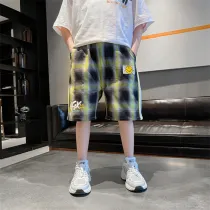 Toddler Boys Casual Smile Pattern Shorts Plaid Pants