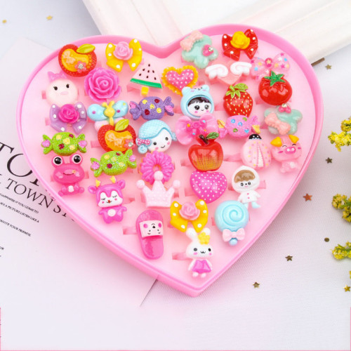 Cartoon Ring Set Jewelry Box Set Necklace Earring For Girls Gift
