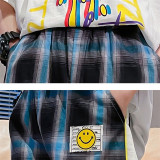 Toddler Boys Casual Smile Pattern Shorts Plaid Pants