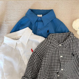 Boys Long Sleeve Cotton Casual Solid Color Shirt