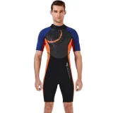 Men Printed Color Matching Short Sleeve Thickening Diving Suit Swimsuit