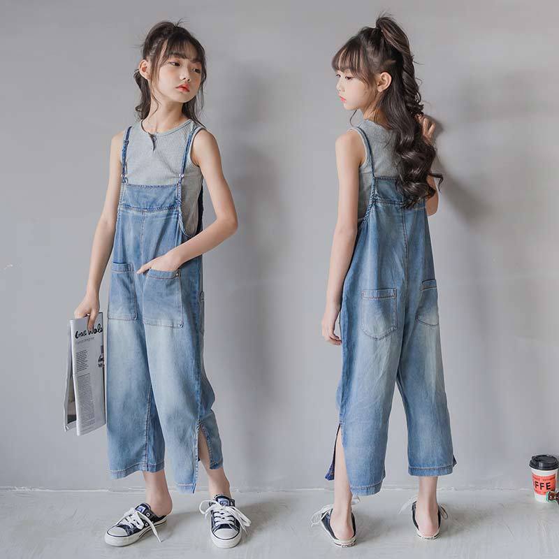 Toddler Girls Fashion Denim Jeans Blue Wide Leg Overall