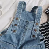Toddler Girls Fashion Blue Jeans Overalls Shorts With Pocket