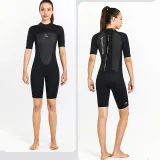 Women Pure Color Short Sleeve Thickening Diving Suit Swimsuit