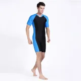 Men Pure Color Zipper Short Sleeve Diving Suit Swimsuit