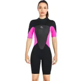 Women Pure Color Short Sleeve Thickening Diving Suit Swimsuit