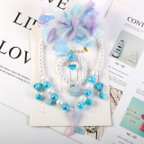 Mermaid Princess Hair Accessories Set Necklace Earring For Girls Gift With Sequins Bag