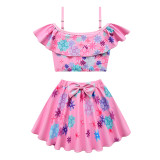 Toddler Girls 2 PCS Sling Top and Bow Skirt Swimwear