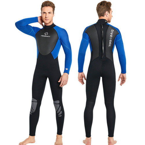 Men Color Matching Long Sleeve Thickening Diving Suit Swimsuit