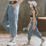 Toddler Girls Fashion Denim Jeans Elastic Waist Cropped Pants