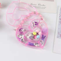 Purple Unicorn Heart Jewelry Box Set Necklace Earring For Girls Gift