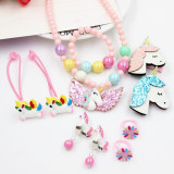 Unicorn Costume Jewelry Box Set Necklace Earring For Girls Gift
