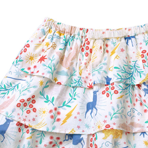 Toddler Girls Summer Cartoon Floral Skirt