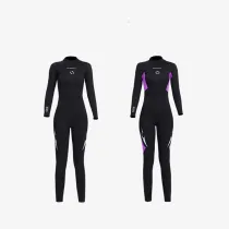 Women Pure Color Splicing Long Sleeve Thickening Diving Suit Swimsuit
