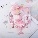 Mermaid Princess Hair Accessories Set Necklace Earring For Girls Gift With Sequins Bag