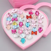 Butterfly Crown Flower Jewelry Box Ring Set For Girls Gift