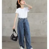 Toddler Girls Fashion Loose Jeans Blue Wide Leg Pants