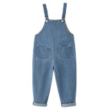 Toddler Girls Fashion Blue Jeans Overalls Pants With Pocket