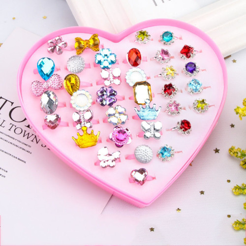 Gem Ring Set Jewelry Box Set Necklace Earring For Girls Gift