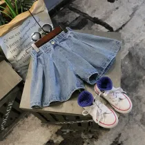 Toddler Girls Blue Wide Leg Denim Shorts