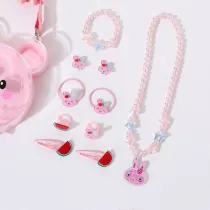 Rabbit Strawberry Jewelry Box Set Necklace Earring For Girls Gift
