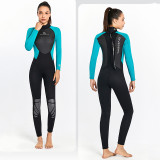 Women Color Matching Long Sleeve Thickening Diving Suit Swimsuit