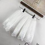 Toddler Girls White Lace Mesh Skirt