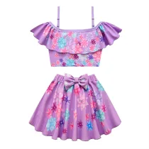 Toddler Girls 2 PCS Sling Top and Bow Skirt Swimwear