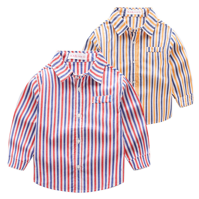 Toddler Boys Long Sleeve Striped Lapel Shirt