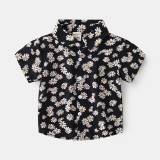 Toddler Boys Cotton Tops Daisy Pattern Short Sleeve Polo Shirt