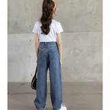 Toddler Girls Fashion Loose Jeans Blue Wide Leg Pants