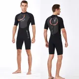 Men Printed Color Matching Short Sleeve Thickening Diving Suit Swimsuit