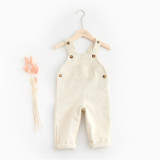 Toddler Girls Fashion Solid Color Overalls Pants With Pocket