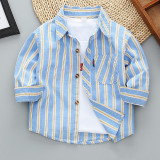 Toddler Boys Long Sleeve Solid Color Plaid Shirt