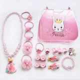 Princess Flowers Hair Accessories Jewelry Box Set Necklace Earring For Girls Gift