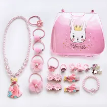 Princess Flowers Hair Accessories Jewelry Box Set Necklace Earring For Girls Gift