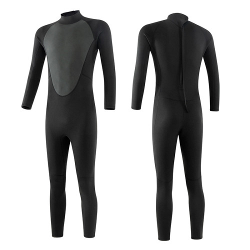 Men Black Pure Color Long Sleeve Diving Suit Swimsuit