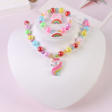 Rainbow Crown Unicorn Jewelry Box Set Necklace Earring For Girls Gift