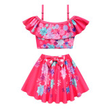 Toddler Girls 2 PCS Sling Top and Bow Skirt Swimwear