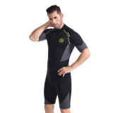 Men Color Matching Short Sleeve Thickening Diving Suit Swimsuit