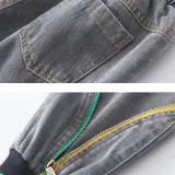 Toddler Boys Fashion Slogan Jeans With Zipper and Pocket